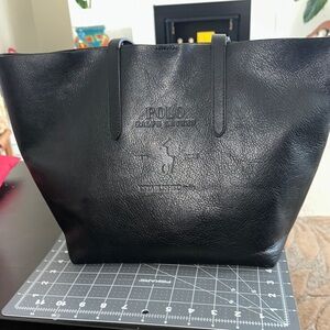 Polo Ralph Lauren 100% Cow Leather Black Tote bag